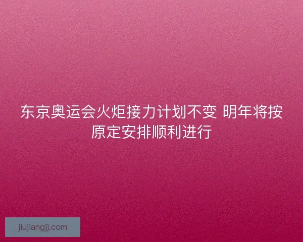 东京奥运会火炬接力计划不变 明年将按原定安排顺利进行